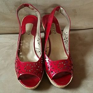 Red Patent Wedges